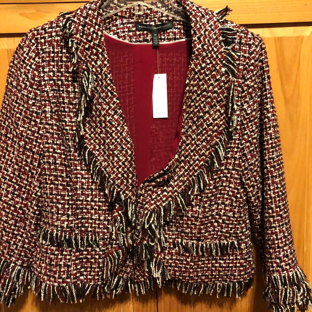 White House Black Market red tweed jacket. NWT